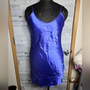 Vintage HONORS Intimate Blue Satin Lingerie Slip Dress Size Medium